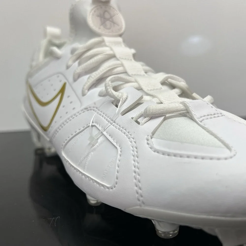 Nike Huarache 9 LAX SAMPLE White Gold Lacrosse Cleats FD0090-100 Men Size 8